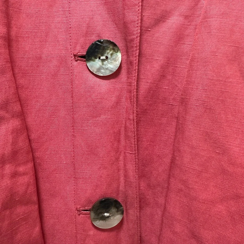J. Jill Jacket Womens XL Coral Red Silk Linen Blend Button Front Drawstring Back - Picture 4 of 11